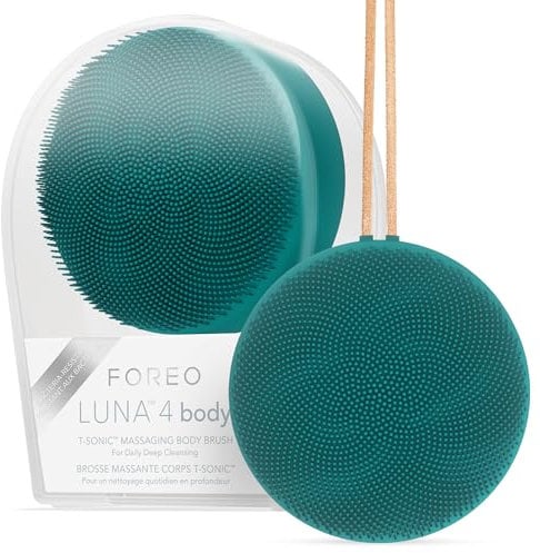 FOREO LUNA 4 body Körperbürste - Ganzkörperpflege - Körperpeeling - Verbessert die Aufnahme von Lotionwirkstoffen - Premium Lymphdrainage-Hautpflege-Tool - Wasserdicht - USB-aufladbar - Evergreen