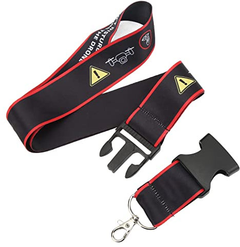 Pasamer Fernbedienungsband, 62,3cm Nylon Warning Slogan Transmitter Neck Strap Tragbarer, Bequemer, Tropfenfester Nylon-Sendergurt FüR RC-Drohnen (Rot)