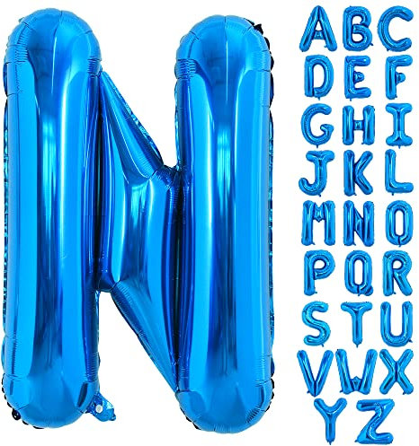 TONIFUL 40 Zoll großer Blau Buchstabe N Ballon, riesiger Buchstabenballon, großer Folienballon für Geburtstagsfeier, Jubiläumsdekoration