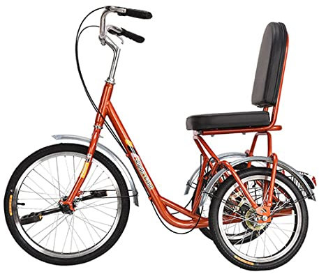 Erwachsenes Singlespeed-Dreirad Sichere 3-Rad-Fahrräder Für Senioren Mit Korb Mit Großer Kapazität, Hochleistungs-Dreirad-Cruise-Fahrrad, Für Erholung, Shopping, Bewegung,Orange