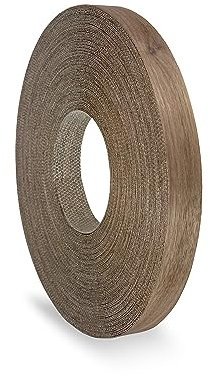 Walnut Edging 19 mm x 7.5 m Pre Glued Adhesive Real Wood Veneer Edge Banding Tape Kitchen Cabinet Repair Worktop Laminate Shelf Table Door Cupboard Plywood Formica Chipboard Furniture Strip Wood Trim