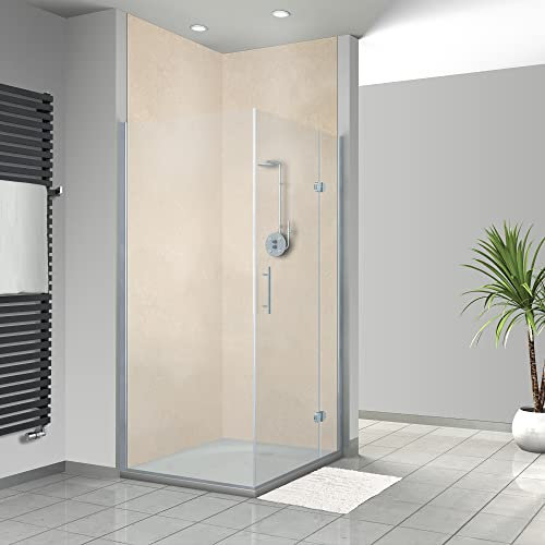 WANDFREUDE individuelle Duschrückwand Aluverbundplatte auf Maß (2 Stück - Kalkstein-Marmor - Premium Matt Lack) – Dusche Wandverkleidung Duschwandverkleidung Duschrückwände