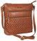 Benthill Echt Leder Umhängetasche | Damen Schultertasche aus Rindsleder | Schmale Vintage Damen Handtasche mit geflochtenem Muster, Farbe:Braun