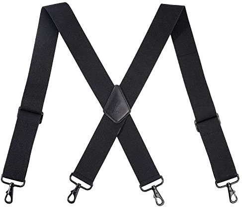 Longan Craft Hosenträger Herren Extra stark 5cm breit Verstellbar Schwarz Herren-Hosenträger für Arbeitshosen Skihosen Motorradhosen
