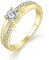 YL Ring Damen Verlobungsring 925 Silber mit 18K Gold Zirkonia Ringe Eheringe Antragsring für Frauen(Größe 62）