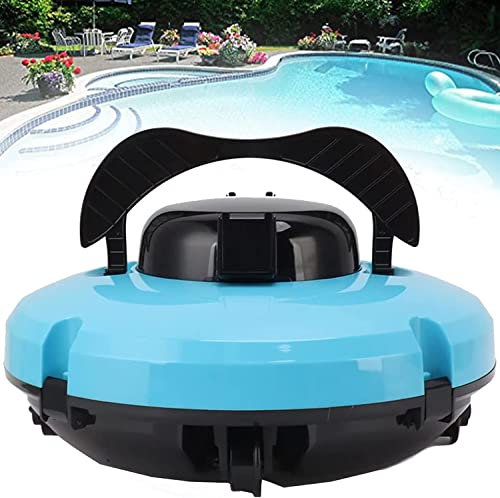 TABTAG Robot pulitore Cordless, aspirapolvere Automatico per Piscina Che Dura 120 Minuti, per Piscine Fuori Terra e Piscine interrate a Fondo Piatto, Doppio Motore, Fino a 80 Metri Quadri,Blue