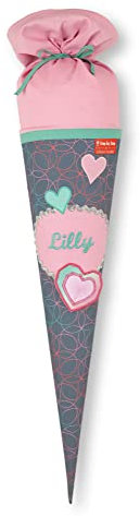 Step by Step Schultüte aus Stoff mit Namen, Glitter Heart Hazel