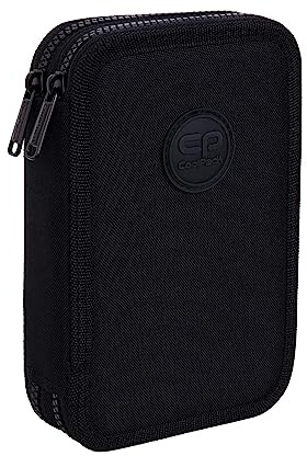 COOLPACK 2-fache Federtasche Federmappe 100% recycelt Federmäppchen ECO BLACK Schwarz 35-teilig Schüleretui Stifte und Pinsel inkl. Aufgabenheft Federbox Etui Stiftetasche Schlamper-Etui Schul-Etui