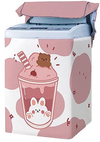 Odot Copertura Lavatrice per Asciugatrice, Coprilavatrice per Lavatrice a Carica Dall'alto con Cerniera,Interni Esterni Impermeabile Antipolvere Resistente Fodera per Lavatrice (S,Rosa)