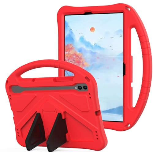 YRH for Samsung Galaxy Tab S10 FE/S9 FE 5G Tablet Case 10.9-inch, Kids EVA Protective Cover with Stand Handle, Red