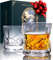 Everest Lot de 2 verres à bourbon uniques dans un coffret cadeau doublé en tissu – Thème montagnes – Verres à whisky lourds et congelables de 236,8 g – Verres à scotch – Cadeaux à whisky pour homme