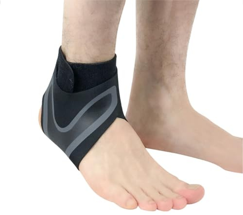 Wambere 1 Stück Sprunggelenkbandage,Einstellbar Sprunggelenkbandage Bandage Fußgelenk,Elastische Knöchelbandage,Sport Schützen Fußgelenkbandage Sportliche Knöchelorthese,Grau Rechts,L