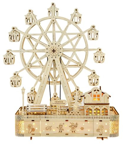 Riesenrad 3D Holzpuzzle Erwachsene mit Musik mit Zahnradantrieb Modellbau Riesenrad Holzpuzzle Modellbausatz Bastelsets für DIY Geschenk Spielzeug Geschenk (Riesenrad)