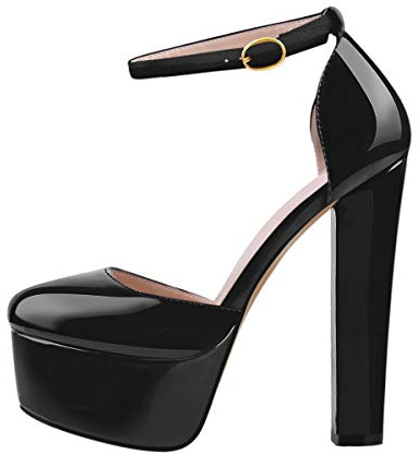 MissHeel Plateau Mary Janes Blockabsatz Schnallen High Heels EU35- EU46