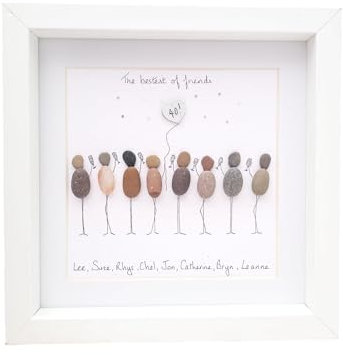 Best Friends Gift Framed Personalised Birthday Gift From All Of Us, Pebbles Art Friendship Handmade 18th, 21st, 50th, 40th, 60th