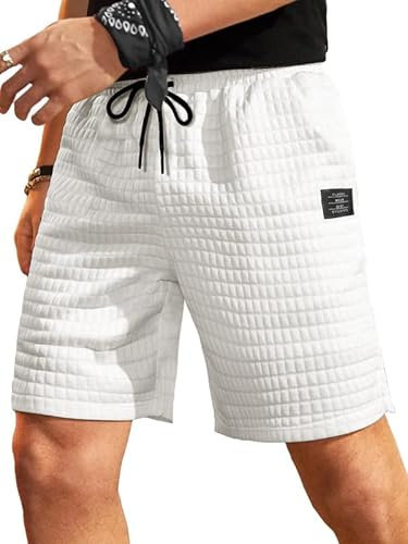 Meilicloth Kurze Hosen Herren Shorts 2024 Sommer Freizeithose Kurze Leichte Stretch Sportshorts mit 2 Taschen Weiß 36