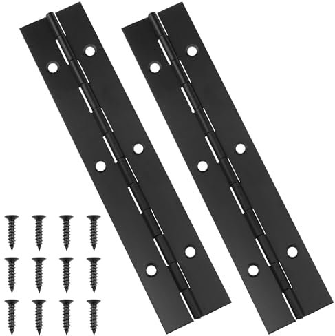 Lovelysp Lot de 2 charnières de piano noires mates en acier inoxydable avec vis de montage (15,2 cm)