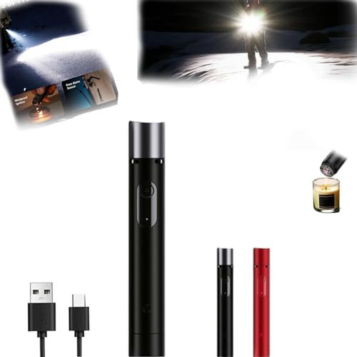 Flashlight Alarm Lighter, with Arc Lighter and Alarm Warning, Rechargeable 3-in-1 Flashlight, Portable 3 in 1 LED Zoomable Flashlight, Super Bright Flashlight, Adventure, Camping, and Home (Black)