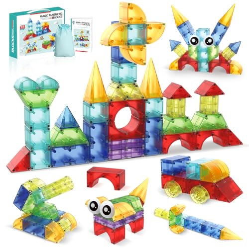 GAGAKU 62 Teile Magnetische Bausteine Kinderspielzeug für 3 4 5 6 7 8 Jahre 3cm Magnetische Fliesen Würfel STEM Montessori Magnet Spielzeug Magnetspiele Kinderspielzeug Geschenk Junge Mädchen