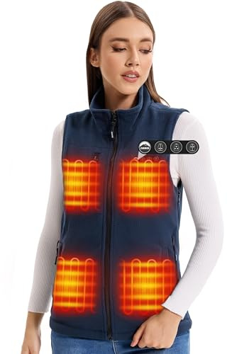 ARRIS Women's Heated Fleece Vest, Electric Heating Warm Gilet Slim Fit Size Adjustable W/ 7.4V Battery for Outdoor Camping Hiking Golf