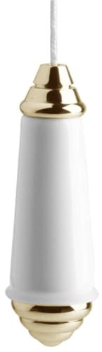 Harrington Marley Ceramic Light Cord Pull | Puller Gold/Brass Finish White Porcelain | Traditional Victorian Style Blind Bathroom Weight