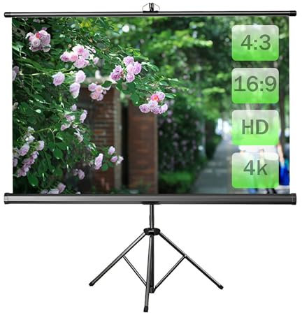 60/120inch Projector Screen with Tripod, Portable Adjustable Projector Movies Screens Anti-Crease for Home Cinema Business Presentations, 4K Gain 3.5(120inch)