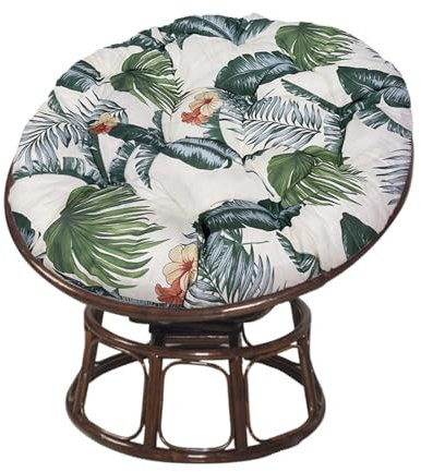 Hiseng Papasansessel Kissen Sitzauflage, Rundes Papasan Stuhlkissen, Wasserdicht Dicke Stuhlkissen Weich Sitzkissen Hängesessel für Indoor Outdoor Garten Stuhlauflage (100cm,grüne Blätter)