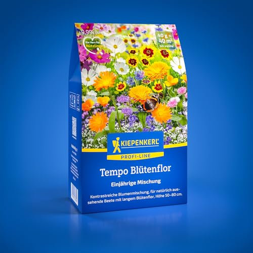 Kiepenkerl Profi-Line Blumensamen-Mischung Tempo Blütenflor 1078300 - kontrastreiche Blumenmischung mit Langer Blütezeit - Wildblumensamen, Blumenwiese