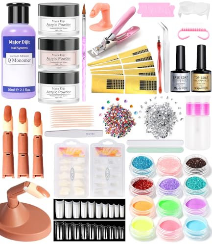 Acrylic Nail Kit Practice Hand for Acrylic Nails Nail Forms and DIY Nail Art Tools with Anything for Beginner (-24)