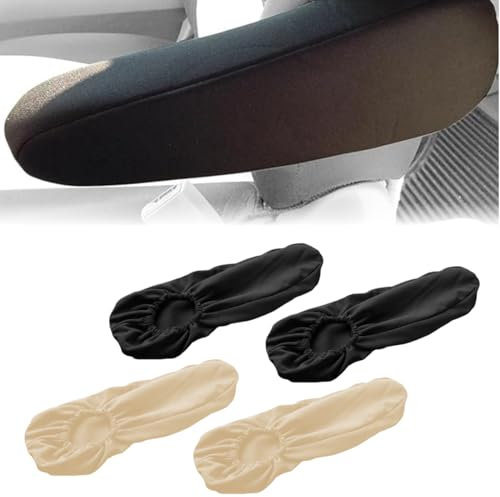 Copri Bracciolo Auto, 2 paia, Cuscino Universale Elastico per Proteggi Bracciolo Copertura Bracciolo, Copertura per Bracciolo, per Auto Copertura, Multicolore, Beige, nero 1 paio ciascuno