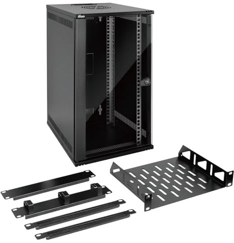 Tecmojo 12U Wandmontierter Datenschrank, 10 Zoll 12U Serverschrank, 330 mm tiefer Netzwerkschrank mit Rackablage, Bürstenpaneele, Kabel-Organizer für 25,4 cm AV/IT/Datengeräte, 50 kg Kapazität