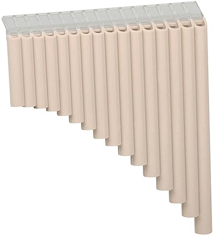Panflöte in C-dur, 16 Stück Modell für Anfänger und Unterricht | Beige Abs Ausführung, mit Musikbuch und Aufbewahrungstasche, Festem Winkel und 16 Röhren