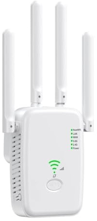 Qinux Spiddy wifi Extender 1200Mbps Dual Band 4 - Antenna WiFi Extender Booster, Repeater/Router/AP Mode, Quick Setup, UK Plug for Home WiFi