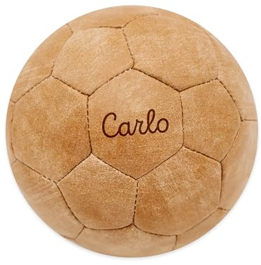 wunderwunsch personalisierter Fußball Kunstleder und Echtleder in groß und klein 8cm, 10cm, 20cm in braun beige als Geschenk Jungen, Outdoor Football, Fussball Kicker