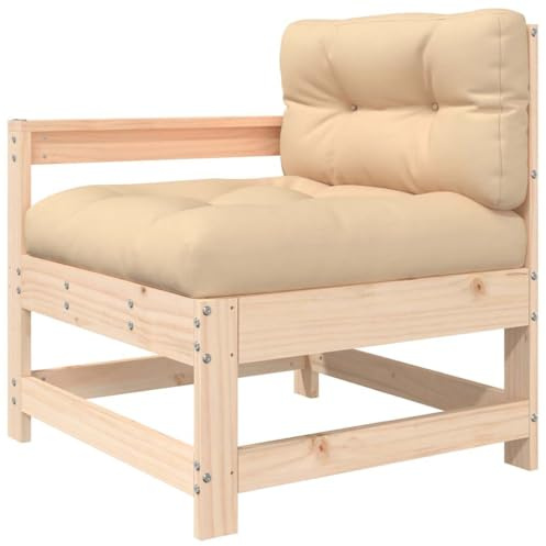 Mhdvray Gartensofa Kiefer 66x62x70cm mit Beige Oxford-Kissen, Modulares Outdoor Sofa für Balkon, Terrasse & Lounge, Robustes Holz Design für kleine Sitzgruppe oder Gartenmöbel Set