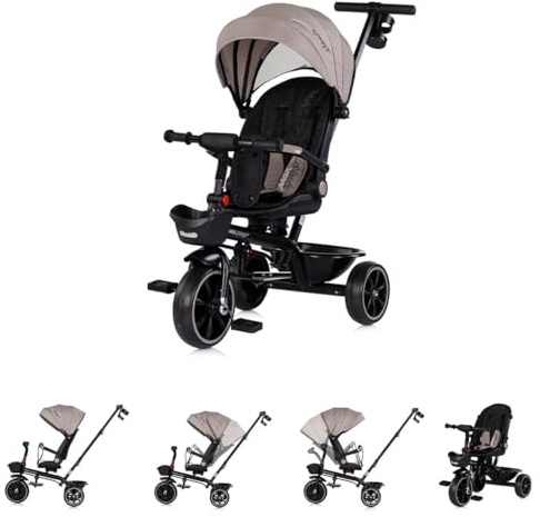 Chipolino Tricycle Max Sport 2 in 1, Dreirad, Becherhalter, Sitz umkehrbar, Korb braun schwarz