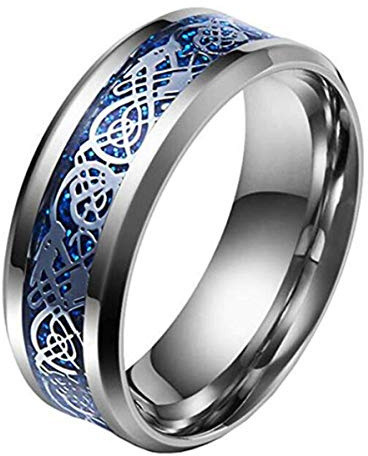 HIJONES Herren Celtic Mixed Color Dragon Edelstahlring Schwarz Ehering