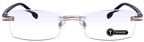TERAISE Randlose Lesebrille Mode Diamant Schneiden Design Anti-müdigkeit Klare Linse Brillenleser für Männer(4.0x)