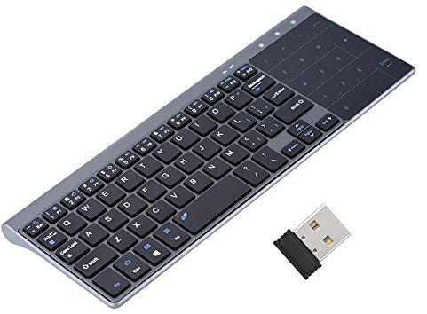 Zerone Mini Teclado inalámbrico de 2,4 GHz con Touchpad, Teclado numérico, portátil, Ultrafino, ratón Combo para PC portátil Smart TV HTPC Android