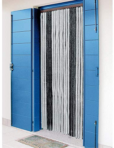 Berger | Rideau de Porte Chenille Caravane et Camping-Car | Protège des Insectes, Protège la Vie privée | Rideau de Porte Doux | Rideau en Polaire | 205 x 70 cm | Gris, Noir