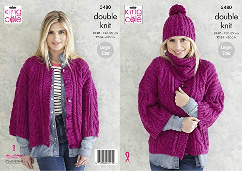 King Cole 5480 Knitting Pattern Womens Jacket Snood and Hat in Subtle Drifter DK