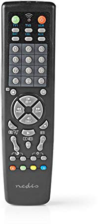 NEDIS Universal-Fernbedienung | Vorprogrammiert | 10 Geräte | Speichertasten/TV Guide-Taste | Infrarot | Schwarz Schwarz, TVRC2200BK