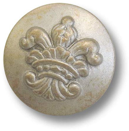 5er Set elegante silber messingfarbene Motivknöpfe aus Kunststoff mit heraldischer Lilie, Ø: ca. 20mm