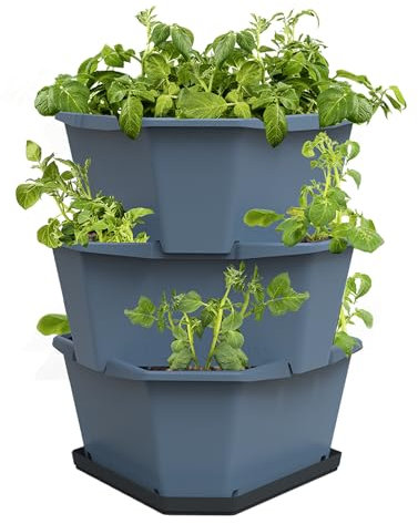 GUSTA GARDEN Paul Potato Potato Tower 3-Tier blue - Raised Bed Potato Tower - Garden & Balcony - Pest protection - 0.2m² - 56L Soil Capacity