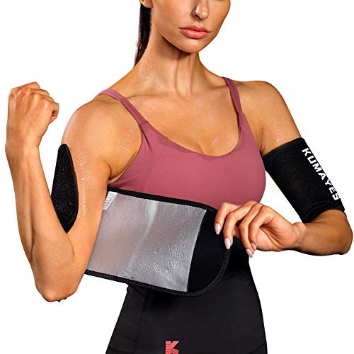 KUMAYES Sweat Arm Bands Trimmer for Women And Men Sauna Arm Slimmer Shaper Compression Sleeves Wraps