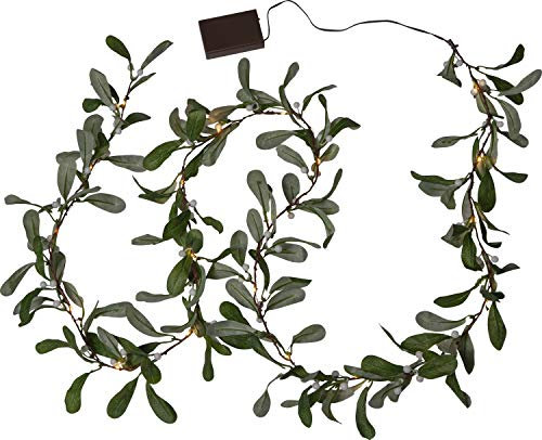 Star Trading 612-93 Weihnachtsdekoration GIRLANDE MISTEL LED 20X0,06W braun, grün L:200cm B:8cm H:12cm mit Schalter ein/aus