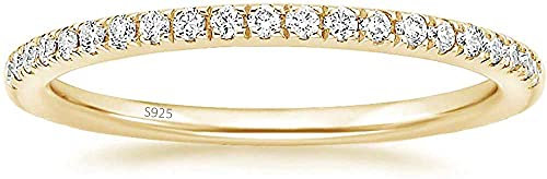 Lisandra Scott Eternity Ring 925 Sterlingsilber mit Zirkonia Kristall Damenring in Silber, Rosegold und Gold für Damen mit Stein und Schmal (Gold, 56)