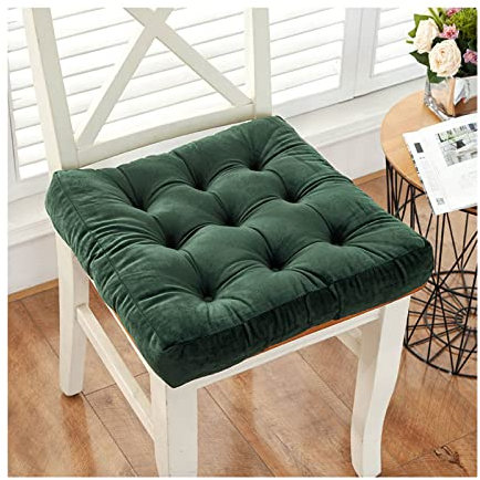 JLWM Sitzkissen Einfarbig Samt, Sitzauflage Verdicken Sanft Bequem Stuhlkissen Für Zuhause Essensstuhl Fußboden Tatami Erkerfenster-Grün A-40x40cm