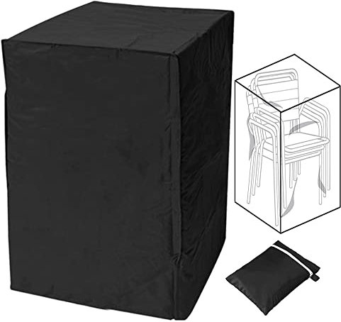 AYGCI Abdeckung für Stapelstühle Schutzhülle für Gartenstühle Stuhlabdeckung Garten Abdeckhaube 210D Oxford Wasserdicht Abdeckplane für Stapelstuhl Schutzhülle Gartenstuhl Schwarz,68x68x120cm