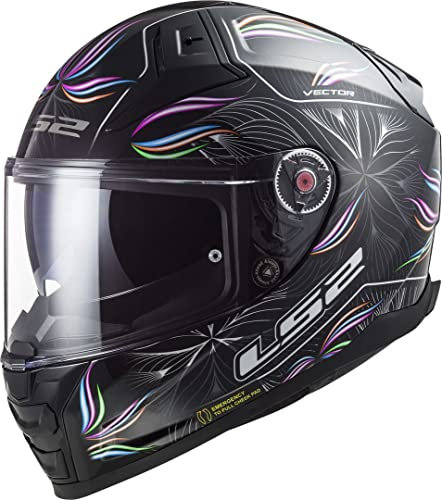 LS2, Integraler Motorradhelm Vector II Tropical Gloss Black White, M